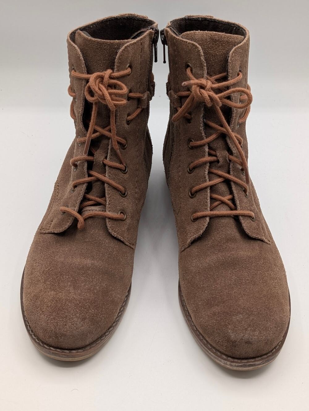 Josef Seibel Sienna 70 Taupe Suede Combat Boots Lace Up Womens Size 40 US 9